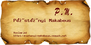 Pöstényi Makabeus névjegykártya